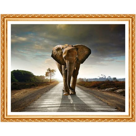 Peinture Diamant DIY 5D Broderie Point de Croix Strass Décoration de Maison Forage Rond Complet Éléphant 20X30CM gray
