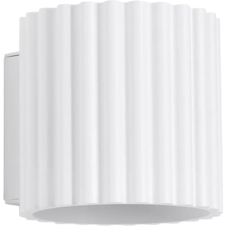Wandlamp AURA geribbelde koker met licht omhoog en omlaag - Sollux Lighting - IP20 - Wit aluminium behuizing - 10 x 12 x 10 cm - 1 x G9 LED, exclusief lichtbron - Max. 10 W - Minimalistische wandlamp voor woonkamer, slaapkamer en eetkamer