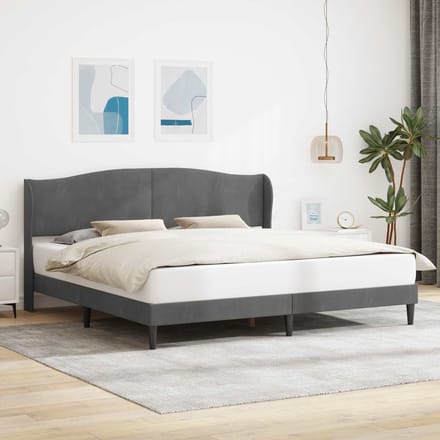 vidaXL - Bedframe - met - hoofdeinde - Donkergrijs - 200 - x - 200 - cm - Fluweel