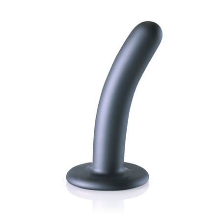 Ouch! by Shots Zachte Siliconen G-Spot Dildo - 5'' / 12 cm - Gunmetal - Zwart