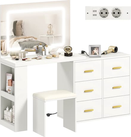 HOMCOM kaptafelset - MDF - 118x78x135cm - Wit