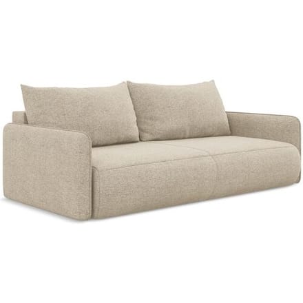 Driezits-slaapbank van donkerbeige chenille stof - PALERMO