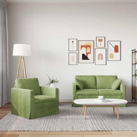 vidaXL Bankstel 2 pcs Lichtgroen 138 x 78 x 80 cm Fluweel