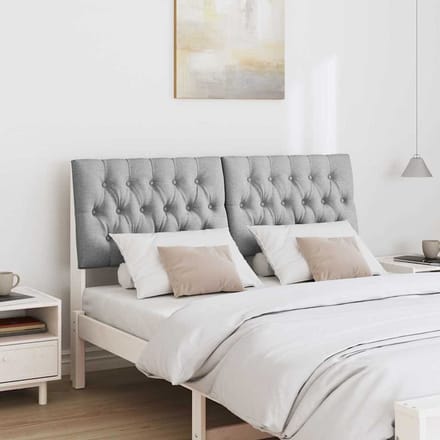 vidaXL - Gestoffeerd - hoofdbord - Lichtgrijs - 140 - cm - Massief - grenenhout