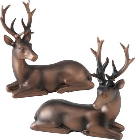 Hert & Ree - Bruin - 2 set - Liggend - 14 cm