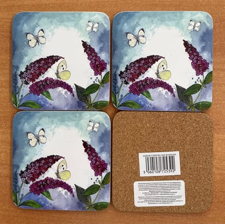 Alex Clark Onderzetters BUTTERFLIES AND BUDDLEIA ~ VLINDERS