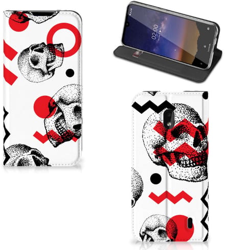 Mobiel BookCase Nokia 2.2 Skull Red