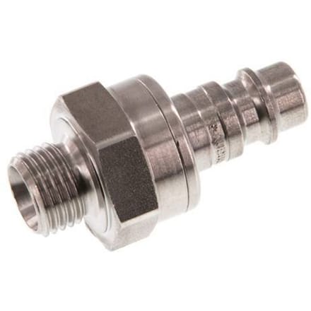 RVS DN 7.2 (Euro) Luchtkoppeling Insteeknippel G 1/4 inch Buitendraad Double Shut-Off - CLP7-M-S-SV-014