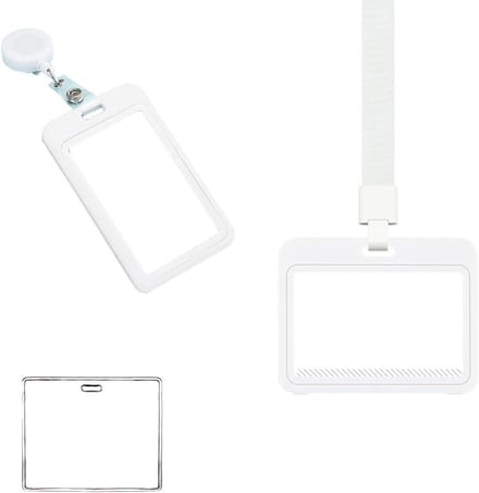 Badgehouder met Lanyard - Kaarthouder ID Clip - Professioneel Organiseren - Horizontale Verticale Sleuven - 3 Stuks - Wit