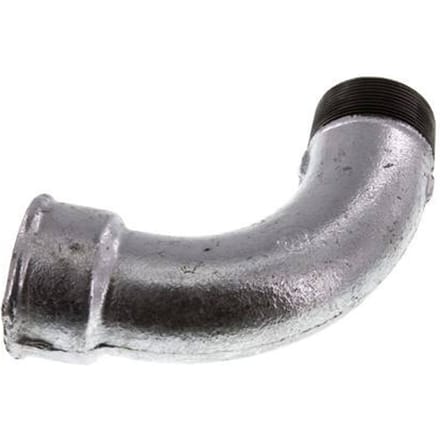 90° L-Koppeling 2'' Buitendraad R X Binnendraad Rp Lang Gietijzer 25bar