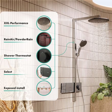 Hansgrohe Raindance Alive doucheset - 30cm - brushed black chrome (zwart)