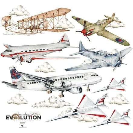 Stickers voor baby's Dekornik History Of Planes/Industrial Evolution