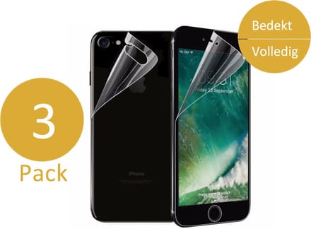 3x Screenprotector geschikt voor Apple iPhone 7 - Voor- en Achterkant 360 Graden Glas PET Folie Screen protector Transparant 0.2mm 9H (Full Screen Protector)