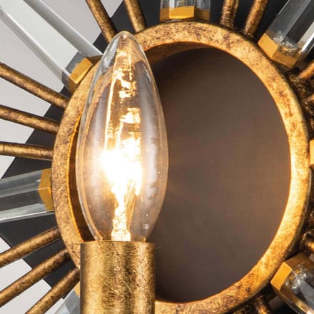 Gilded Nola LED Wandlamp Sun King | 1X E14 Max 40W | Gold Leaf