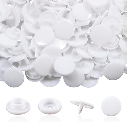 50 Sets Snap Buttons T5 12mm Wit Plastic voor Creatief Naaien, DIY en Scrapbooking Projecten