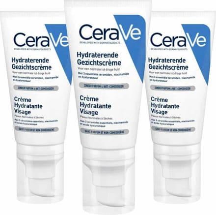3x CeraVe Hydraterende Gezichtscrème 52 ml
