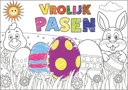 Papieren Paas kleurplaat placemats 6 stuks - Pasen