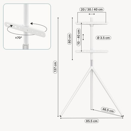 TV standaard Valle Tv statief 137x86x47 cm tot 65 inch wit pro.tec