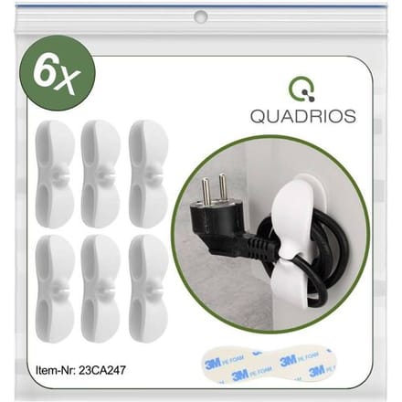 Quadrios 23CA247 Kabelhouder Zelfklevend 23CA247 Bundel-Ø (vast)=8 mm Wit 6 stuk(s)