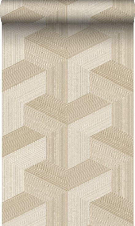 Origin Wallcoverings behang grafisch 3D motief beige - 53 cm x 10.05 m - 347949