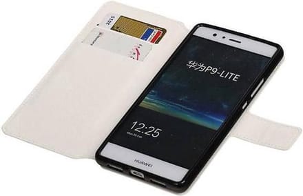 Cross Pattern TPU Bookstyle Wallet Case Hoesje Geschikt voor Huawei P9 Lite Wit