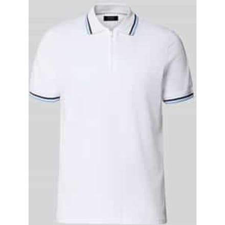 slim fit poloshirt met contraststrepen en ritssluiting