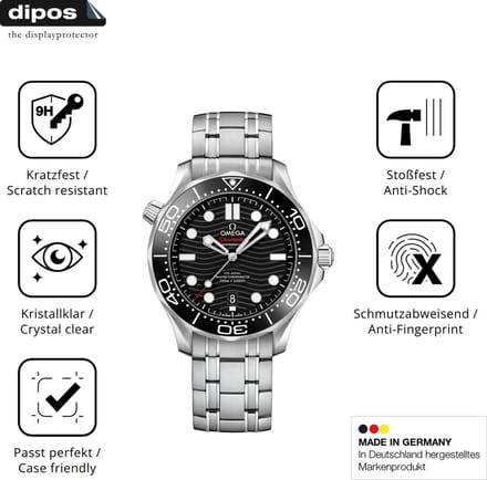 dipos – 2x Pantserfolie geschikt voor Omega Seamaster Diver 300M 42 mm | 9H Screenprotector