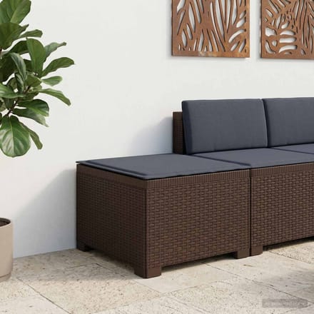 vidaXL - Eén-zits - Tuin - Sofa - met - Kussen - Rieten - Look - PP - Bruin