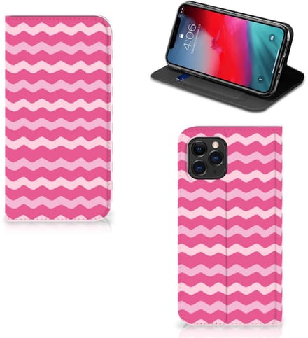 Book Case voor Apple iPhone 11 Pro Hoesje met Magneet Waves Pink