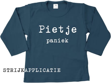 Strijkapplicatie Pietje Paniek – Wit Flock – 16 x 8 cm – sinterklaasshirt maken - Pimp Studio