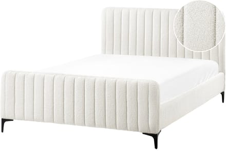 LUNAN - Tweepersoonsbed - Gebroken wit - 140 x 200 cm - Bouclé