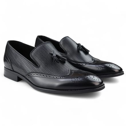 Zwarte mocassin loafers met kwastjes voor heren, elegante instappers