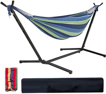 Dubbele Hangmat - Schommelbed - Ontspannen Buiten - Verstelbare Hoogte - 550 Lbs Capaciteit - Blauw