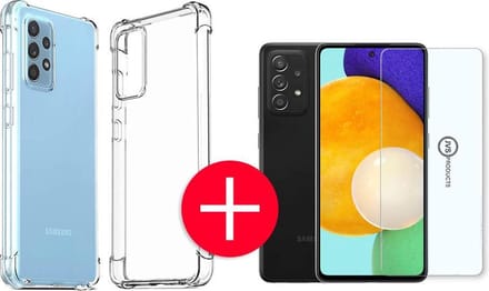 Hoesje geschikt voor Samsung Galaxy A52 + Screenprotector - Transparant - Hoes - Cover - Case - Screenprotector kit