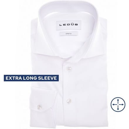 Ledub modern fit overhemd - mouwlengte 72 cm - popeline - wit - Strijkvriendelijk - Boordmaat: 41