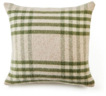 Kussen Grote Ruit Groen (Hex Check Olive) - Nieuw Wol - 50x50 - Tweedmill UK
