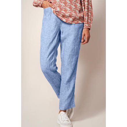 White Stuff Rowena Linen Trouser Chambray Blue Größe: 18 REGULAR | Straight Jeans Outlet | Damen | Weiß