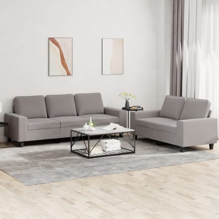 vidaXL - 2-delige - Loungeset - stof - taupe