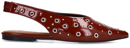 Sacha - Dames - Burgundy leren slingbacks met zilverkleurige studs - Maat 36