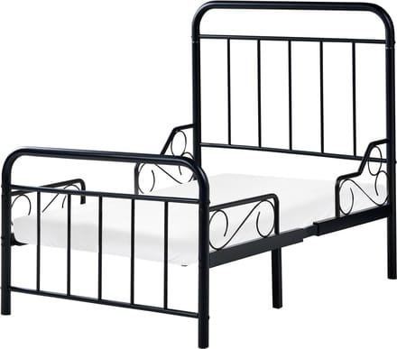 ANAIS - Kinderbed uitschuifbaar - Zwart - 90 x 200 cm - IJzer
