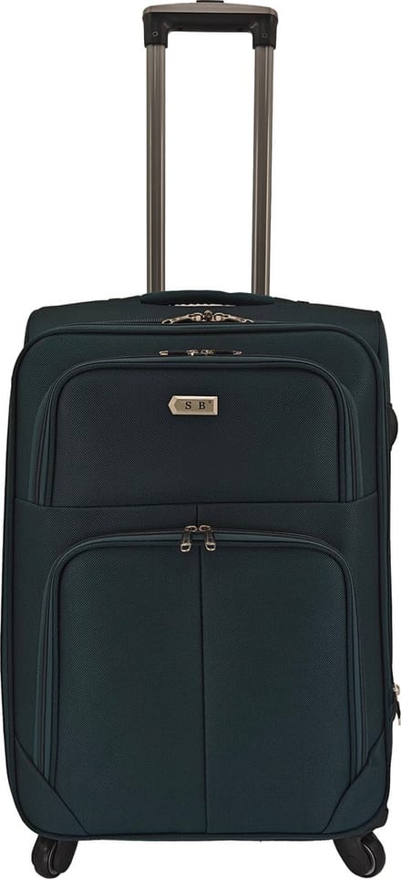 Bagage stoffen koffer 65cm 4 wielen trolley - donker groen