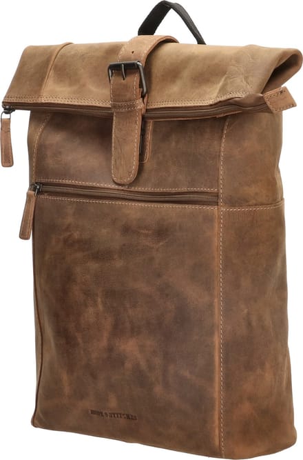 Hide & Stitches Idaho Rugzak 15,6 inch (34.5x19.4 cm) - 100% Leer - Bruin