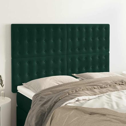 vidaXL - Hoofdbord - donkergroen - 144x5x118/128 - cm - fluweel