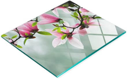 Decoratieve glazen snijplank met magnolia-afbeeldingen, 60x52 cm