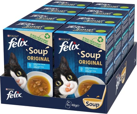 8x Felix Soup Vis Selectie - Kattenvoer Natvoer - 6x 48 g