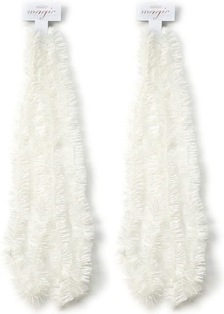 Inge Christmas Goods Kerstslinger - 2x - guirlande - wit - 270 cm - folie slingers