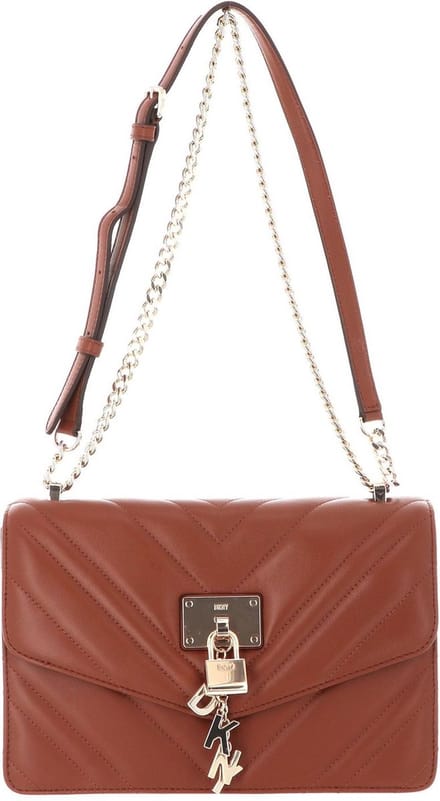 DKNY Leren Schoudertas Elissa Shoulder Bag Caramel Bruine