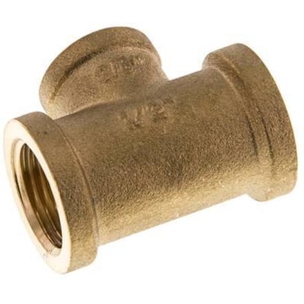 Rp 1/2'' x Rp 3/8'' Messing T-stuk 16 Bar