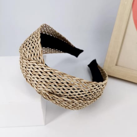 Brede Kruis-Holle Mesh Stof Hoofdband Vlecht Hoofdband black