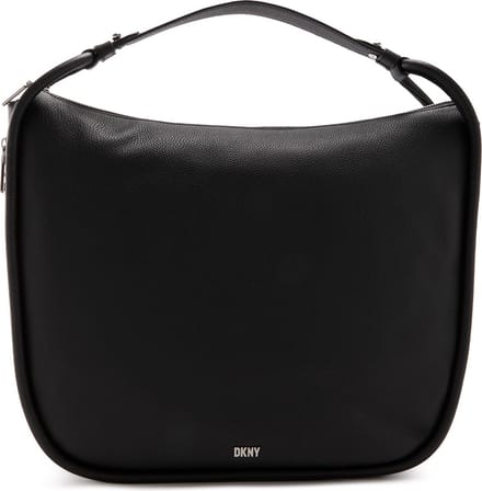 DKNY Leren Schoudertas Handtas Phoebe Hobo Bag Black / Silver Zwart